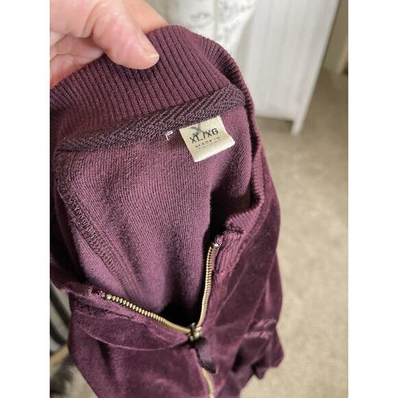 Vintage 90s Tommy Hilfiger Velour Purple Zip Sweater Top Y2K Size XL - Picture 5 of 8